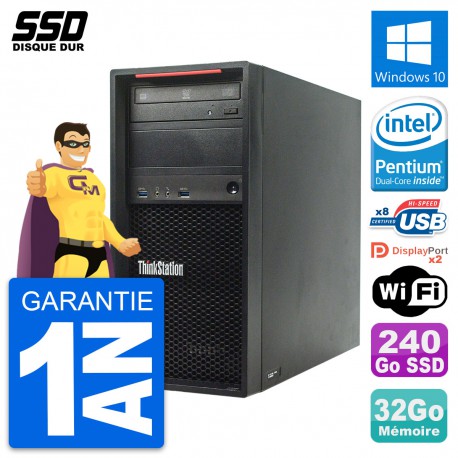 PC Tour Lenovo ThinkStation P300 Intel G3220 RAM 32Go SSD 240Go Windows 10 Wifi