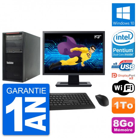 PC Tour Lenovo P300 Ecran 19" Intel G3220 RAM 8Go Disque Dur 1To Windows 10 Wifi