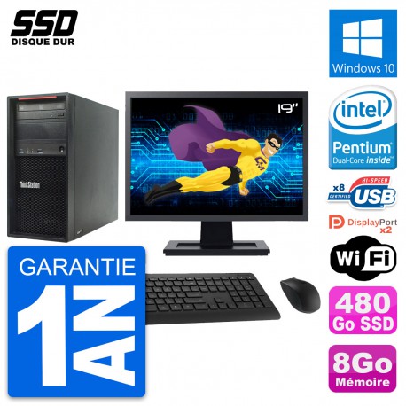 PC Tour Lenovo P300 Ecran 19" Intel G3220 RAM 8Go SSD 480Go Windows 10 Wifi