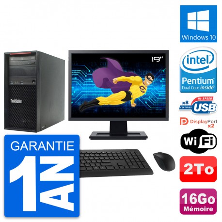 PC Tour Lenovo P300 Ecran 19" Intel G3220 RAM 16Go Disque 2To Windows 10 Wifi