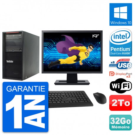 PC Tour Lenovo P300 Ecran 19" Intel G3220 RAM 32Go Disque 2To Windows 10 Wifi
