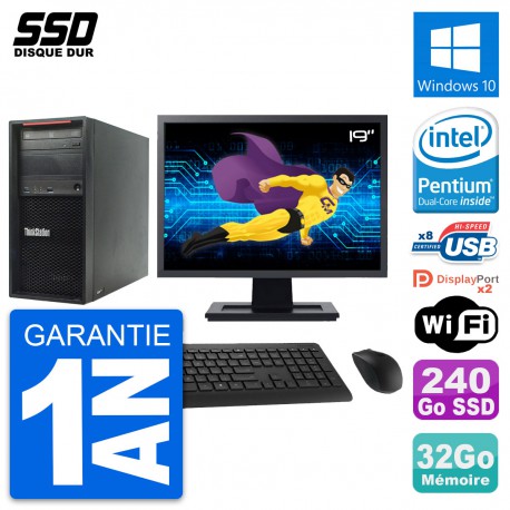 PC Tour Lenovo P300 Ecran 19" Intel G3220 RAM 32Go SSD 240Go Windows 10 Wifi