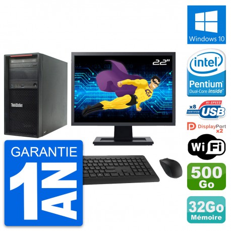 PC Tour Lenovo P300 Ecran 22" Intel G3220 RAM 32Go Disque 500Go Windows 10 Wifi