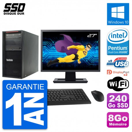 PC Tour Lenovo P300 Ecran 27" Intel G3220 RAM 8Go SSD 240Go Windows 10 Wifi