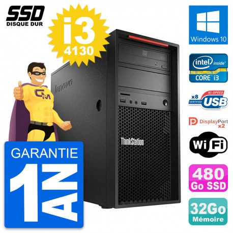 PC Tour Lenovo ThinkStation P300 Core i3-4130 RAM 32Go SSD 480Go Windows 10 Wifi