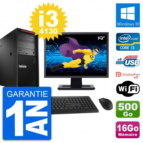 PC Tour Lenovo P300 Ecran 19" Core i3-4130 RAM 16Go Disque 500Go Windows 10 Wifi