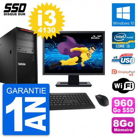 PC Tour Lenovo P300 Ecran 22" Intel i3-4130 RAM 8Go SSD 960Go Windows 10 Wifi