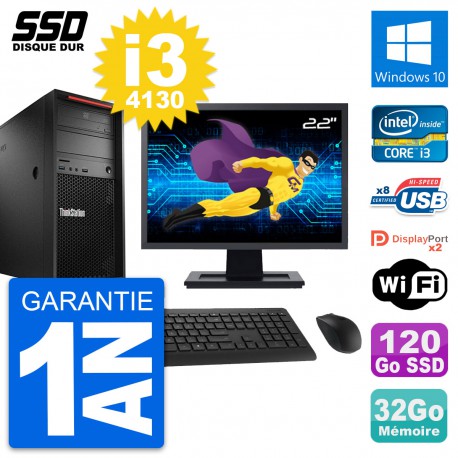 PC Tour Lenovo P300 Ecran 22" Intel i3-4130 RAM 32Go SSD 120Go Windows 10 Wifi