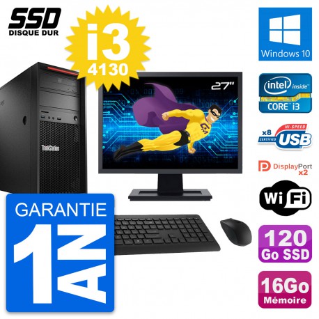 PC Tour Lenovo P300 Ecran 27" Intel i3-4130 RAM 16Go SSD 120Go Windows 10 Wifi