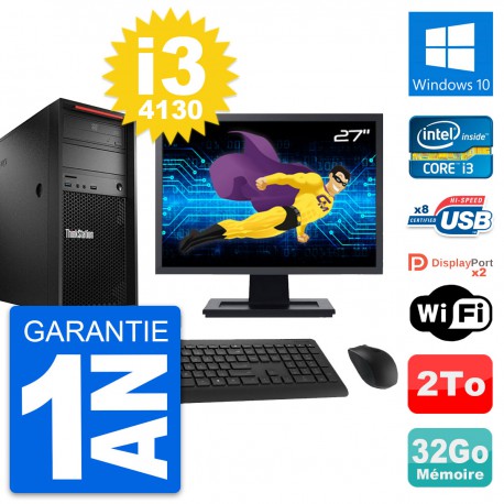 PC Tour Lenovo P300 Ecran 27" Intel i3-4130 RAM 32Go Disque 2To Windows 10 Wifi