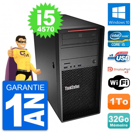 PC Tour Lenovo ThinkStation P300 i5-4570 RAM 32Go Disque Dur 1To Windows 10 Wifi