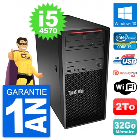 PC Tour Lenovo ThinkStation P300 i5-4570 RAM 32Go Disque Dur 2To Windows 10 Wifi