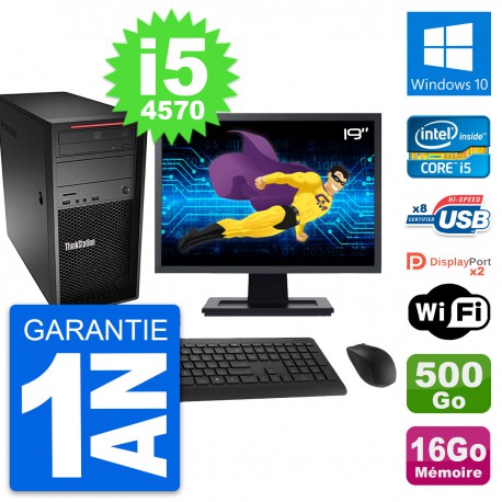 PC Tour Lenovo P300 Ecran 19" Core i5-4570 RAM 16Go Disque 500Go Windows 10 Wifi