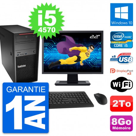 PC Tour Lenovo P300 Ecran 22" Intel i5-4570 RAM 8Go Disque 2To Windows 10 Wifi