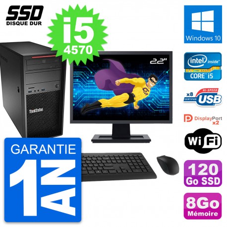 PC Tour Lenovo P300 Ecran 22" Intel i5-4570 RAM 8Go SSD 120Go Windows 10 Wifi