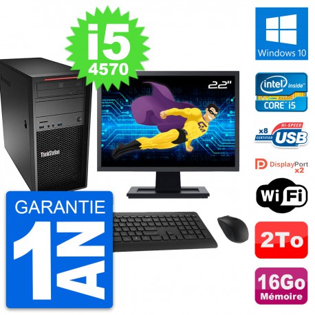 PC Tour Lenovo P300 Ecran 22" Intel i5-4570 RAM 16Go Disque 2To Windows 10 Wifi