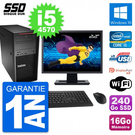 PC Tour Lenovo P300 Ecran 22" Intel i5-4570 RAM 16Go SSD 240Go Windows 10 Wifi