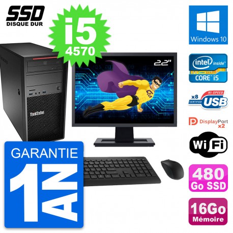 PC Tour Lenovo P300 Ecran 22" Intel i5-4570 RAM 16Go SSD 480Go Windows 10 Wifi