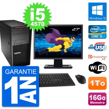 PC Tour Lenovo P300 Ecran 27" Intel i5-4570 RAM 16Go Disque 1To Windows 10 Wifi