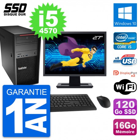PC Tour Lenovo P300 Ecran 27" Intel i5-4570 RAM 16Go SSD 120Go Windows 10 Wifi
