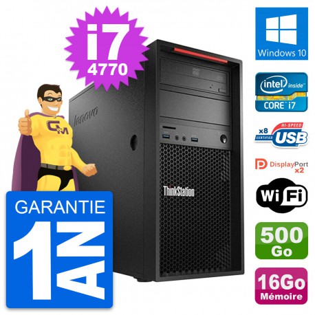 PC Tour Lenovo ThinkStation P300 i7-4770 RAM 16Go Disque 500Go Windows 10 Wifi