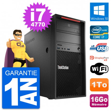 PC Tour Lenovo ThinkStation P300 i7-4770 RAM 16Go Disque Dur 1To Windows 10 Wifi
