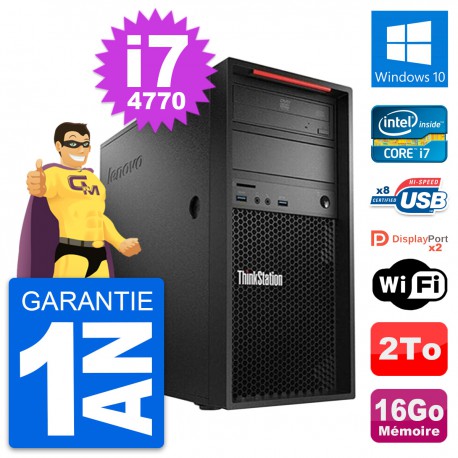 PC Tour Lenovo ThinkStation P300 i7-4770 RAM 16Go Disque Dur 2To Windows 10 Wifi