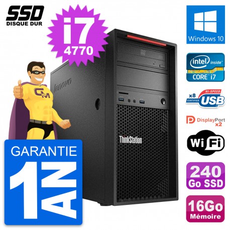 PC Tour Lenovo ThinkStation P300 Core i7-4770 RAM 16Go SSD 240Go Windows 10 Wifi