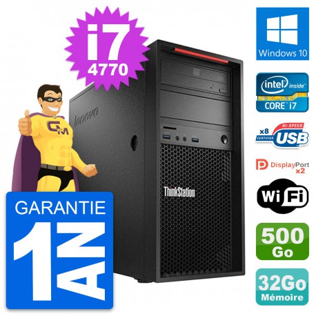 PC Tour Lenovo ThinkStation P300 i7-4770 RAM 32Go Disque 500Go Windows 10 Wifi