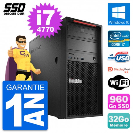 PC Tour Lenovo ThinkStation P300 Core i7-4770 RAM 32Go SSD 960Go Windows 10 Wifi