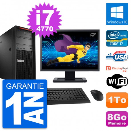 PC Tour Lenovo P300 Ecran 19" Intel i7-4770 RAM 8Go Disque 1To Windows 10 Wifi