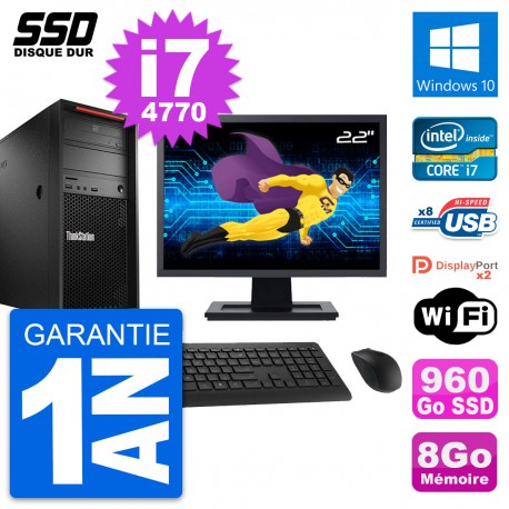 PC Tour Lenovo P300 Ecran 22" Intel i7-4770 RAM 8Go SSD 960Go Windows 10 Wifi