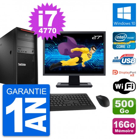 PC Tour Lenovo P300 Ecran 27" Core i7-4770 RAM 16Go Disque 500Go Windows 10 Wifi