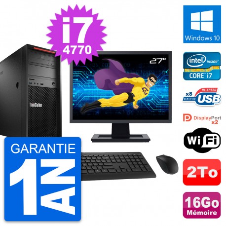 PC Tour Lenovo P300 Ecran 27" Intel i7-4770 RAM 16Go Disque 2To Windows 10 Wifi