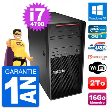 PC Tour Lenovo ThinkStation P300 i7-4790 RAM 16Go Disque Dur 2To Windows 10 Wifi