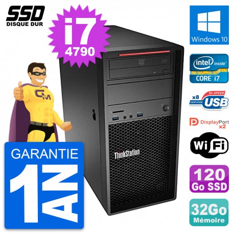 PC Tour Lenovo ThinkStation P300 Core i7-4790 RAM 32Go SSD 120Go Windows 10 Wifi
