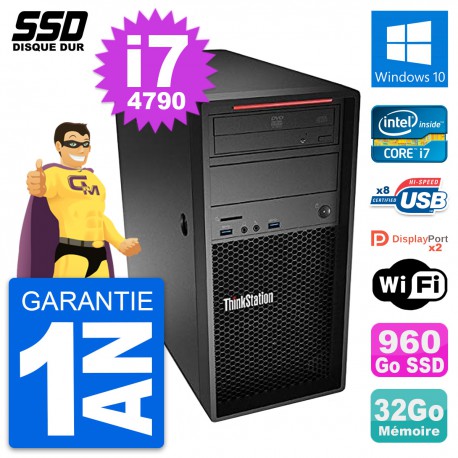 PC Tour Lenovo ThinkStation P300 Core i7-4790 RAM 32Go SSD 960Go Windows 10 Wifi