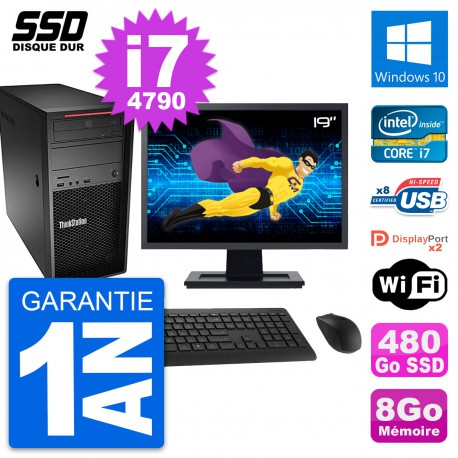 PC Tour Lenovo P300 Ecran 19" Intel i7-4790 RAM 8Go SSD 480Go Windows 10 Wifi