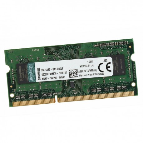 4Go RAM Kingston KVR16LS11/4 SODIMM DDR3 PC3L-12800S 1600Mhz 1.35v