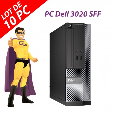 Lot x10 PC Dell 3020 SFF Intel G3220 RAM 4Go Disque Dur 250Go Windows 10 Wifi