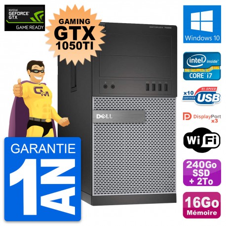 PC Tour Dell 7020 Gaming GTX 1050Ti i7-4790 RAM 16Go 240Go SSD + 2To Windows 10