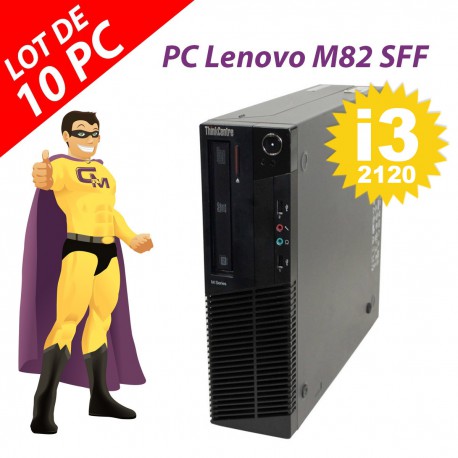 Lot x10 PC Lenovo ThinkCentre M82 SFF Intel G630 RAM 4Go Disque 250Go Windows 10