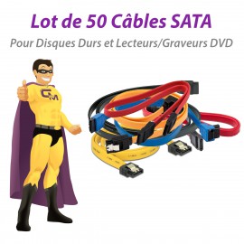 Lot x100 Câbles SATA Disque Dur Graveur DVD Serial-ATA E23714 Tailles Variables