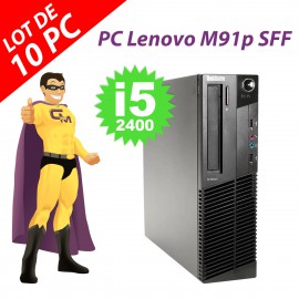 Lot x10 PC Lenovo M91p SFF Intel i5-2400 RAM 4Go Disque 250Go Windows 10 Wifi