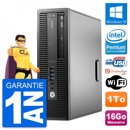 PC HP EliteDesk 800 G2 SFF Intel G4400 RAM 16Go Disque 1To Windows 10 Wifi