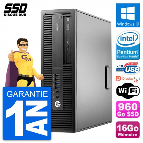 PC HP EliteDesk 800 G2 SFF Intel G4400 RAM 16Go SSD 960Go Windows 10 Wifi