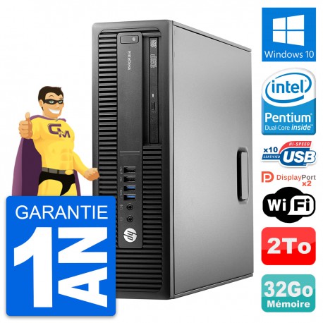 PC HP EliteDesk 800 G2 SFF Intel G4400 RAM 32Go Disque 2To Windows 10 Wifi
