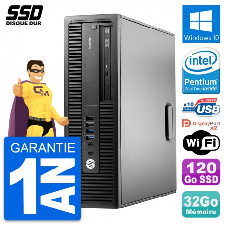 PC HP EliteDesk 800 G2 SFF Intel G4400 RAM 32Go SSD 120Go Windows 10 Wifi