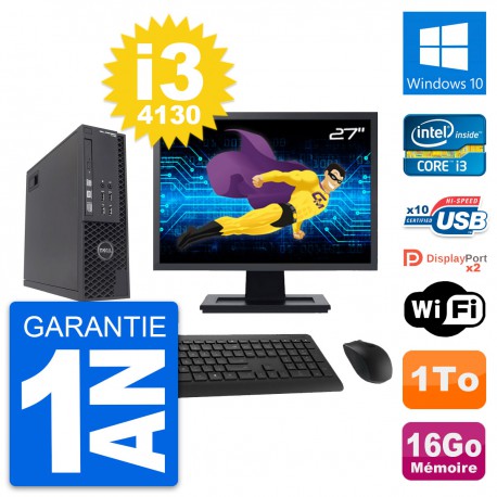 PC Dell T1700 SFF Ecran 27" Intel i3-4130 RAM 16Go Disque 1To Windows 10 Wifi
