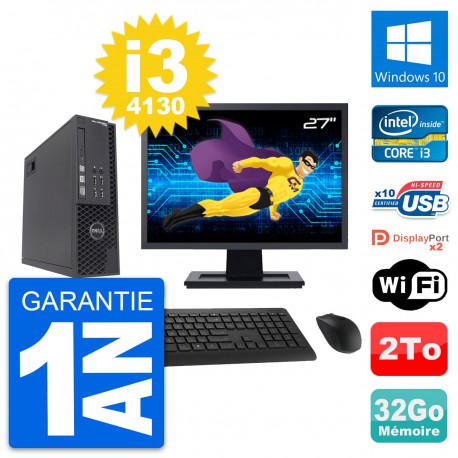 PC Dell T1700 SFF Ecran 27" Intel i3-4130 RAM 32Go Disque 2To Windows 10 Wifi